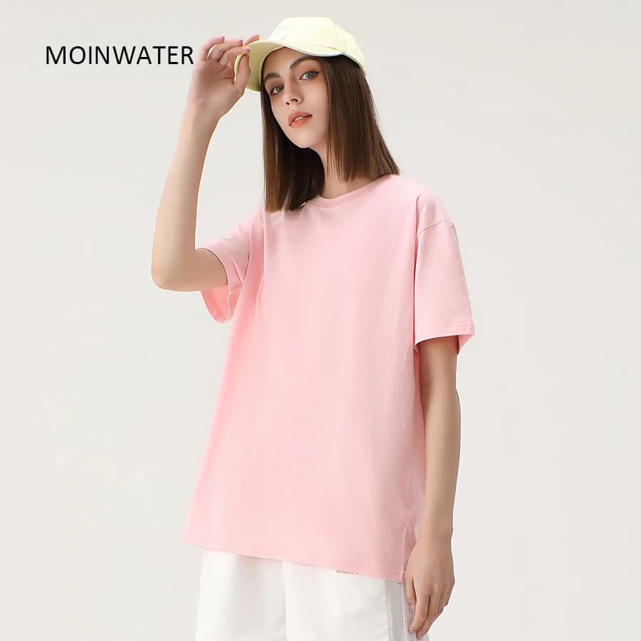 WAVLATII New Women Solid Cotton T Shirts Female Dark Green Oversized Casual Soft Tees Unisex Short Sleeve Summer Tops