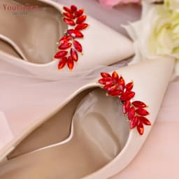 YouLaPan X31 Red Rhinestone Shoes Clips Bridal High Heel Shoe Ornaments Jewelry Wedding Shoes Decoration Clip DIY Accessories