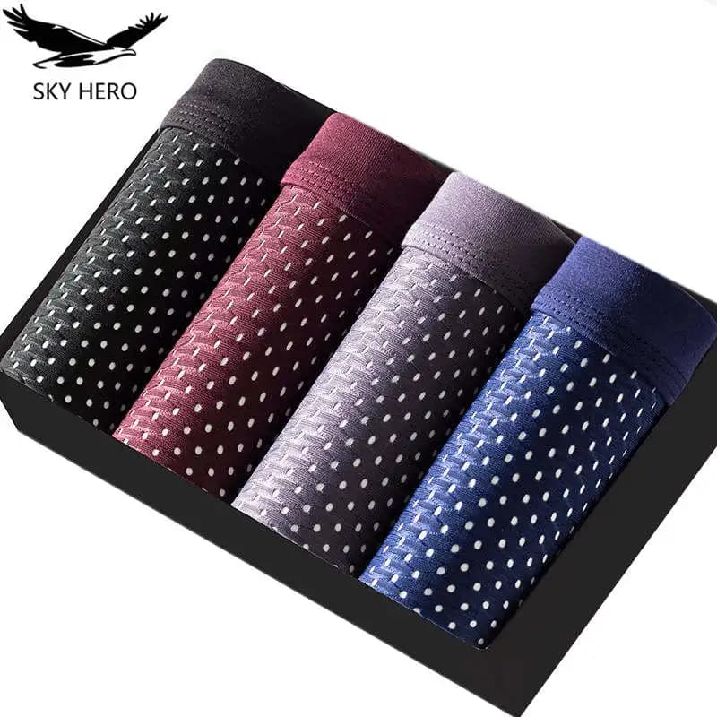 4pcs/Lot Men's Boxers Panties of Large Sizes Shorts Mesh for Underpants Bamboo Underwears Knickers Gifts for Men Male