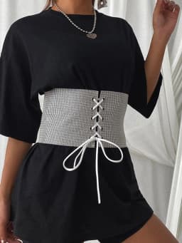 Sexy Black Rhinestone Underbust Corset Women gothic Corset Belt vintage Bustier Body Slimming Waist Glitter Wide Belt Corsets HL