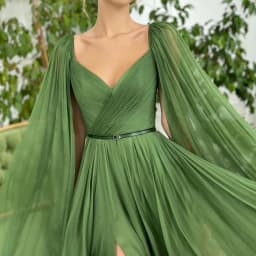 Customized Elegant Chiffon Evening Dresses V-Neck Sleeveless Side High Split Long Party Dress Simple Pleat Sweep Train Prom Gown