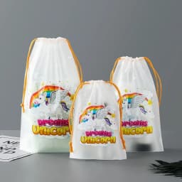 3pcs/set Cartoon Printing Drawstring Swimming Storage Bag Sports Travel Clothes Underwear Shoes Cosmetic Waterproof Organizer