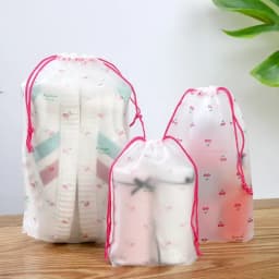 3pcs/set Cartoon Printing Drawstring Swimming Storage Bag Sports Travel Clothes Underwear Shoes Cosmetic Waterproof Organizer
