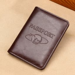 Genuine Leather Passport Holder - RFID Blocking Travel Wallet for Passport & Tickets, Multifunctional Document Case
