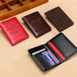 Genuine Leather Passport Holder - RFID Blocking Travel Wallet for Passport & Tickets, Multifunctional Document Case