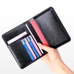 Genuine Leather Passport Holder - RFID Blocking Travel Wallet for Passport & Tickets, Multifunctional Document Case
