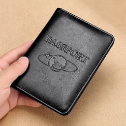 Genuine Leather Passport Holder - RFID Blocking Travel Wallet for Passport & Tickets, Multifunctional Document Case