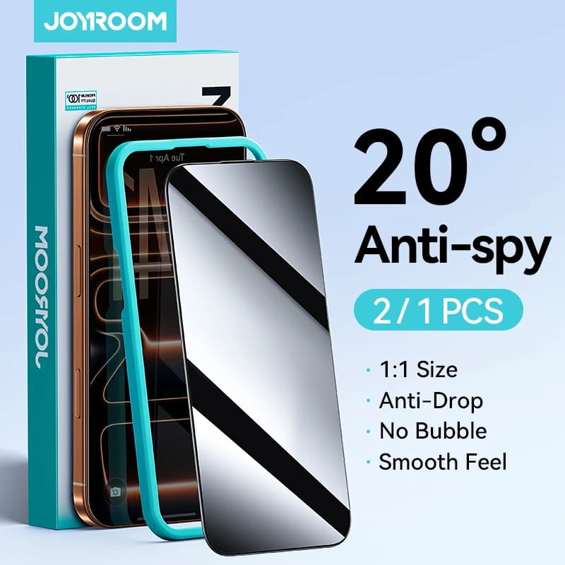 Joyroom 1/2Pcs Anti-spy Glass For iPhone 18 17 16 15 Pro Max Glass For iPhone 18 17 16 15 14 13 Pro Max Privacy Screen Protector