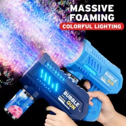Children bubble machine glowing toy fully automatic bubble gun produces a large amount bubbles without battery and bubble water