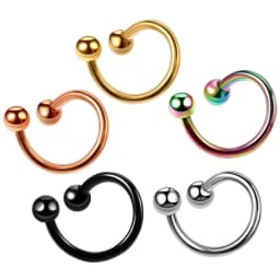 1PC Titanium Steel Black Seamless Hinged Nose Hoop Septum Clicker Piercings Lip Labret Ring Ear Cartilage Tragus Sexy Jewelry