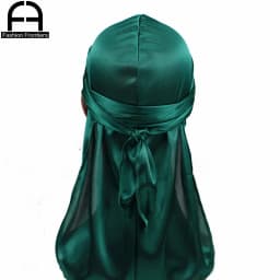 Unisex Women Men Silk Durag Turban Hat Wigs Biker Headwear Headband Hair Accessories Long Tail Straps Bandanas Silky Durags