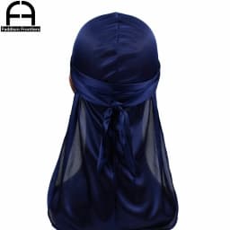 Unisex Women Men Silk Durag Turban Hat Wigs Biker Headwear Headband Hair Accessories Long Tail Straps Bandanas Silky Durags