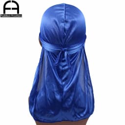 Unisex Women Men Silk Durag Turban Hat Wigs Biker Headwear Headband Hair Accessories Long Tail Straps Bandanas Silky Durags