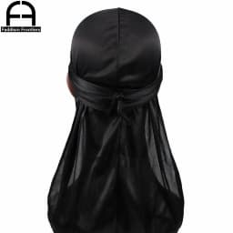 Unisex Women Men Silk Durag Turban Hat Wigs Biker Headwear Headband Hair Accessories Long Tail Straps Bandanas Silky Durags
