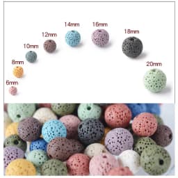 Volcanic Lava Natural Stone Beads Colorful Black Round Rock Lava Loose Beads 6mm-16mm For DIY Necklace Bracelet Jewelry Making
