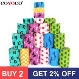 1 Pcs Printed Self Adhesive Elastic Bandage 4.8m Colorful Sports Wrap Tape for Finger Joint Knee First Aid Kit Pet Tape