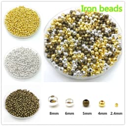 Five Sizes Gold Color Silvery Bronze Iron Metal Beads Jewelry Findings Diy Smooth Ball Spacer
