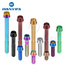 Wanyifa Titanium Bolt M5x 9 16 18 20 25 30 35 40 45 50 55 60mm Allen Key Taper Head Screws for Bicycle Stem Seatpost