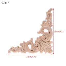 4pcs/set Wood Carved Corner Onlay Applique Unpainted Frame Cupboard Cabinet Decal For Home Furniture Decoration 12x12cm
