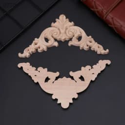 4pcs/set Wood Carved Corner Onlay Applique Unpainted Frame Cupboard Cabinet Decal For Home Furniture Decoration 12x12cm