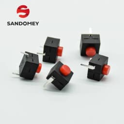 5pcs red/black Small micro self locking switch 8*8*8.4 wit 2 feet with lock light touch switch button switch L068-A DC30V1A