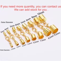 10pcs/Lot Leather Cord Bracelet Lobster Clasps Hooks 3 4 5 6 8 10mm Crimps End Tip Caps Connectors For Jewelry Making Findings