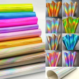3D Laser Iridescent Rainbow Mirrored Faux PU Leather Fabric Craft Cloth Bow Earring DIY Craft Material A5 20*15cm Sheets
