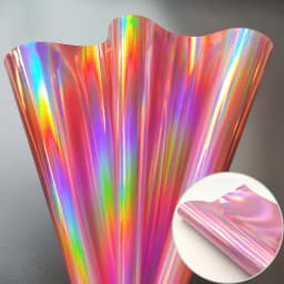 3D Laser Iridescent Rainbow Mirrored Faux PU Leather Fabric Craft Cloth Bow Earring DIY Craft Material A5 20*15cm Sheets