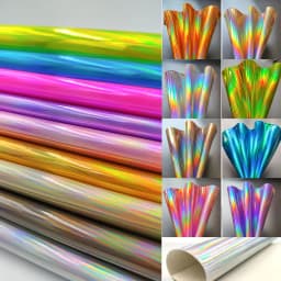 3D Laser Iridescent Rainbow Mirrored Faux PU Leather Fabric Craft Cloth Bow Earring DIY Craft Material A5 20*15cm Sheets