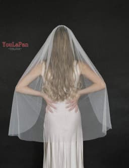 YouLaPan Soft Tulle Single Layer Bridal Wedding Simple Veil Cut Edge Velo De Novia Largo Mantilla Wedding Veil Customizable V30