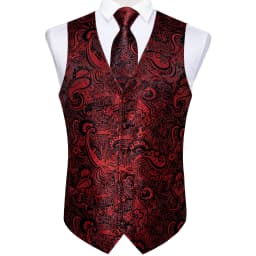 New Men's Vests Formal Dress Suit Vest Tie Set for Wedding Male Satin Burgundy Red Waistcoat Sleeveless Jacket Casual Top