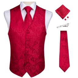 New Men's Vests Formal Dress Suit Vest Tie Set for Wedding Male Satin Burgundy Red Waistcoat Sleeveless Jacket Casual Top