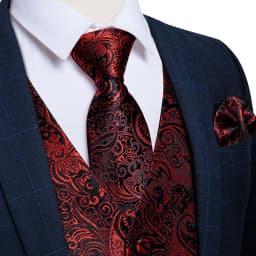 New Men's Vests Formal Dress Suit Vest Tie Set for Wedding Male Satin Burgundy Red Waistcoat Sleeveless Jacket Casual Top