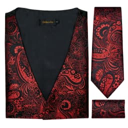 New Men's Vests Formal Dress Suit Vest Tie Set for Wedding Male Satin Burgundy Red Waistcoat Sleeveless Jacket Casual Top