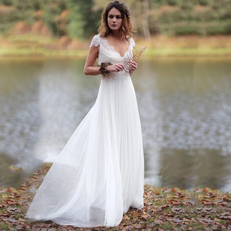 Summer Boho Wedding Dresses Beach Customized Cap Sleeves Wedding Gowns 2025 Plus Size Bridal Dresses Vestido de Novia