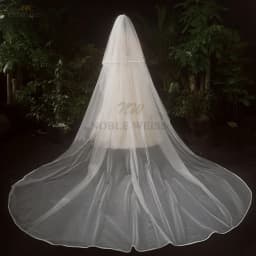 2T Satin Edge Wedding Veil Cover Face Bridal Veils With Comb Cheap Wholesale Price 300*380 Customized