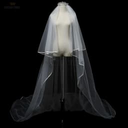 2T Satin Edge Wedding Veil Cover Face Bridal Veils With Comb Cheap Wholesale Price 300*380 Customized