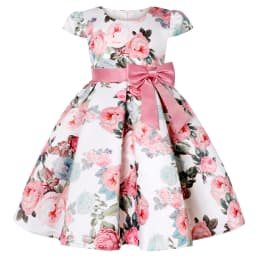 Baby Girls Flower Striped Dress For Girls Floral Wedding Party Dresses Kids Princess Christmas Dress Children Girls Clothing