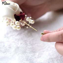 Meldel Corsage Groom Wedding Luxury Rose Boutonniere Rose Flower Fake Pearl Brooch Party Prom Corsage Lapel Pin Badge Buttonhole