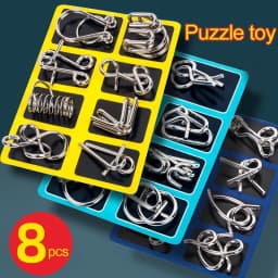 8Pcs/Set Metal Montessori Puzzle Wire Mind Brain Teaser Puzzles Children Adults Interactive Game Reliever Educational Toy