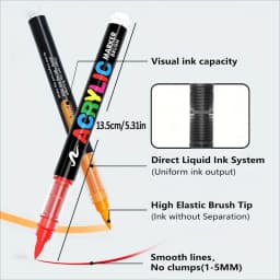 12-366 Colors Acrylic Paint Pen Markers Acrylic Felts Brush Tip Paint Markers For Wood Rock Painting Canvas Gift DIY Crafts