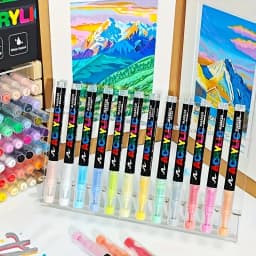 12-366 Colors Acrylic Paint Pen Markers Acrylic Felts Brush Tip Paint Markers For Wood Rock Painting Canvas Gift DIY Crafts