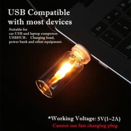 USB Flame Flickering LED Frosted Clear Glass Candle Night Light Simulated Flame for Car Home Room Laptop PC Festival Decoration