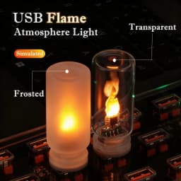 USB Flame Flickering LED Frosted Clear Glass Candle Night Light Simulated Flame for Car Home Room Laptop PC Festival Decoration