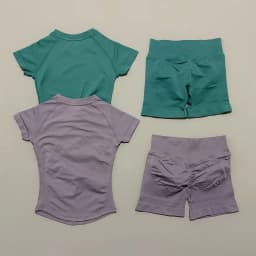 2 Pieces HISTELLO Sports Sets Short Sleeve Seamless Yoga Top Fitness Set Women Workout Running Sports Shorts Gym Suit