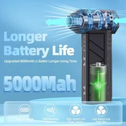 New 130000RPM Turbo Jet Fan Electric Air Duster Adjustable Wind Speed Turbo Violent Blower Rechargeable with Light Car Cleaning