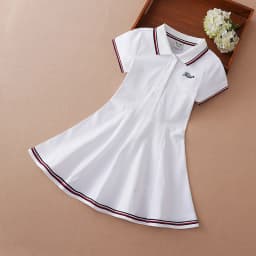 Kids Girls Sport Dresses Cotton Turn-Down Collar Tennis Dress 2025 New Summer Short Sleeve Golf Dress for Children