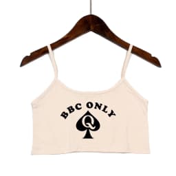 BBC ONLY Spades Crop Top for Women Sexy Letters Streetwear Girls Casual Clothes Elastic Camis Sleeveless Short Tank Top Bar