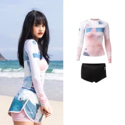 Nu-June Sexy Swimsuit Rash Guard Women Long Sleeve Swimwear Rashguard Surfing Two Piece Swimsuit Tankini Set Surf Swimming