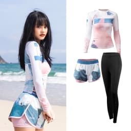 Nu-June Sexy Swimsuit Rash Guard Women Long Sleeve Swimwear Rashguard Surfing Two Piece Swimsuit Tankini Set Surf Swimming